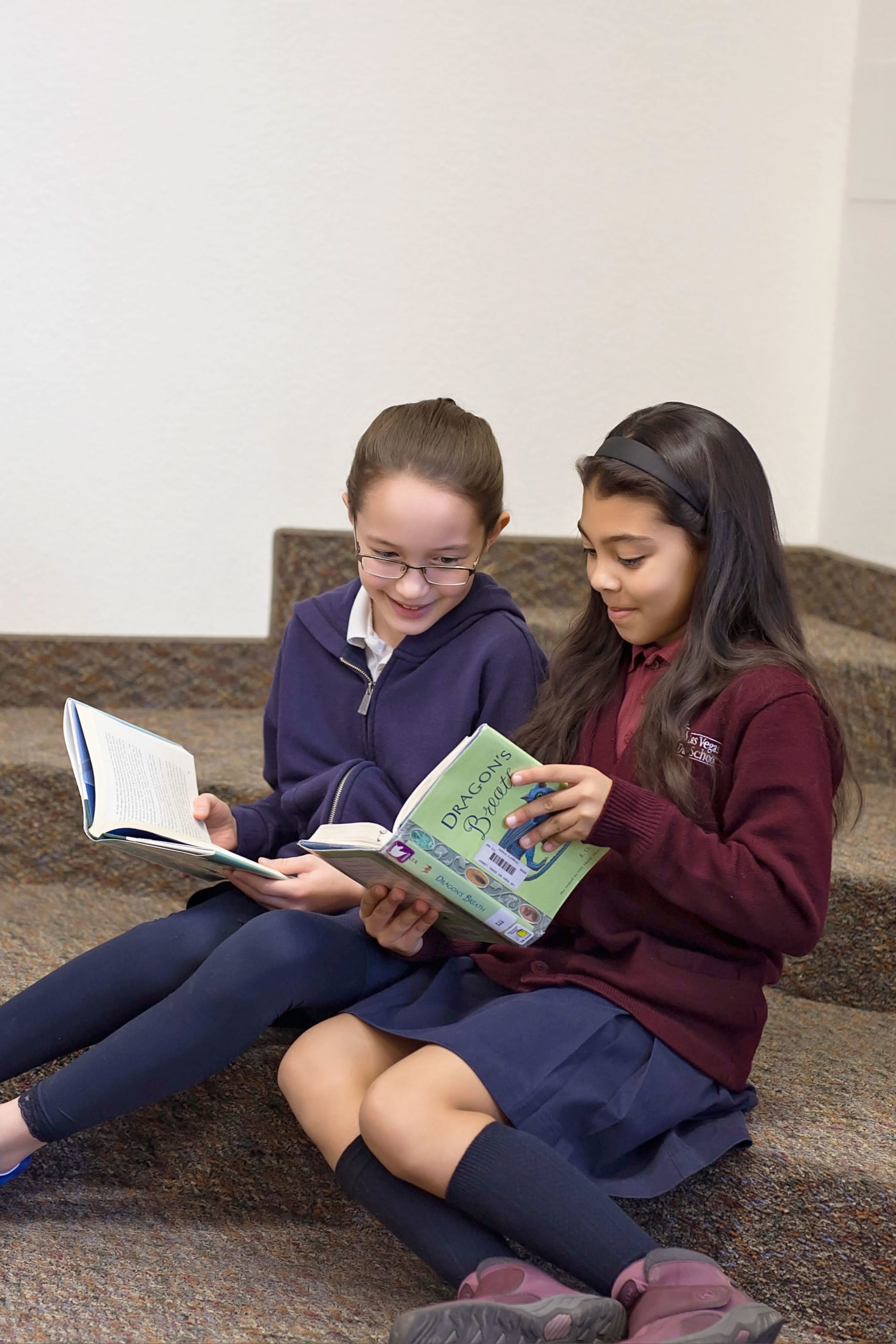 two girls reading at las vegas private elementary school